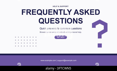 Modern FAQ Help Center and Customer Support Poster Template with Question Mark and Professional Assistance Design Stock Vector
