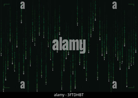 Creative digital artwork showcasing dynamic layout with binary code, matrix, numbers, coding, programming. Suitable for commercial web backgrounds, ed Stock Vector