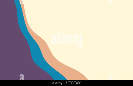 Soft waves of purple, blue, and peach glide across cream canvas. Curves flow gently, evoking calm and organic motion. Minimalist design invites visual Stock Vector