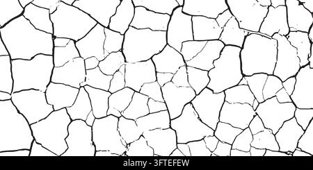 Dry cracked ground texture with split earth pattern vector illustration background. Stock Vector