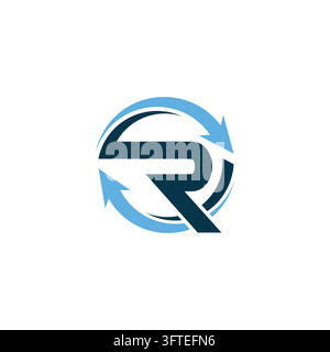 Abstract letter R rotating arrows cycle vector logo template Stock Vector