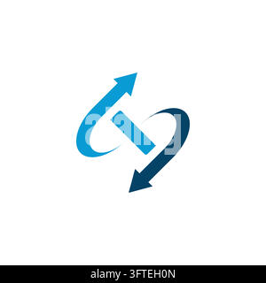 Abstract letter ST or TS rotating arrows vector logo template Stock Vector