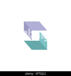 Abstract geometric letter S logo template with 3D block shapes vector illustration Stock Vector