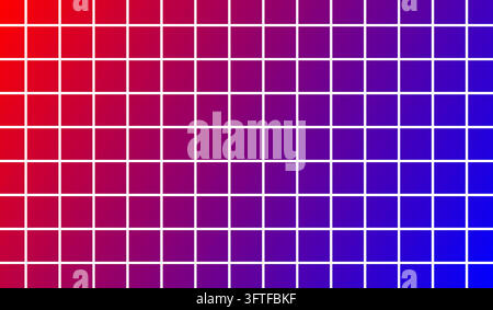 Colorful gradient square grid background with white grid lines, vibrant red purple and blue colors. Stock Vector