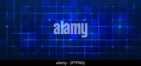 Abstract digital grid with blue tech lines forming square patterns, perfect for futuristic interface screens and modern technology applications Stock Vector