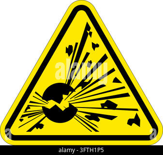 classic explosive danger risk hazard warning attention sign in triangle symbol vector isolated on transparent background Stock Vector