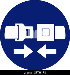 classic use wear car bus seat safety belt safety harness required sign in blue circle symbol vector isolated on transparent background Stock Vector