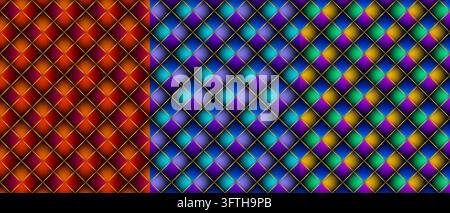 Gold thin metallic lines patterns with colorful gradient light background set Stock Vector