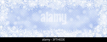 Frozen ice snowfall swirl snow effect overlay. Navy transparent winter snowstorm sky mesh gradient. Magic dust particles. Christmas and New year spotl Stock Vector