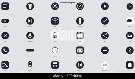 Control Widgets Icon Set Mobile Device Interface Setting Signs Stock Vector
