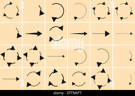 : Circular Process Arrow Icon Set Workflow Loop Reload Direction Signs Stock Vector