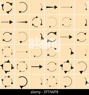 Rotating Circular Arrow Icon Set Reload Refresh Navigation Signs Stock Vector