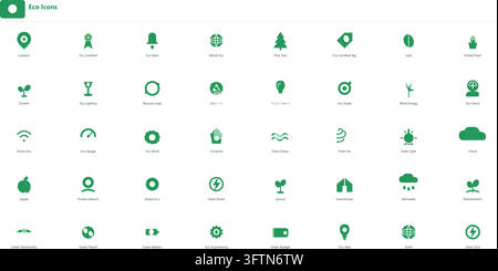 Eco Green Icon Set Ecology Renewable Energy Nature Signs Stock Vector