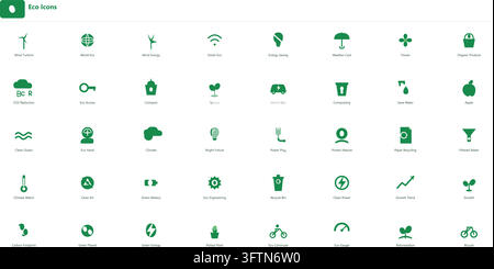 Green Eco Icon Set Ecology Renewable Energy Environment Signs Stock Vector
