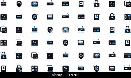 Fake Login Page Icon Set Phishing Fraud Website Security Signs Stock Vector
