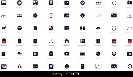 Energy Monitoring Icon Set Smart Electricity Power Meter Signs Stock Vector