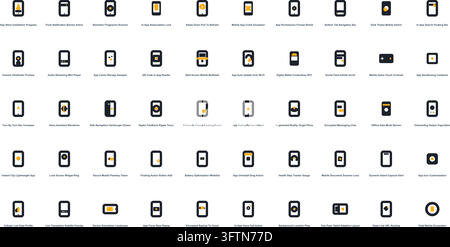 Mobile Apps Icon Set Smartphone User Interface UI UX Symbols Stock Vector