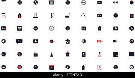 Smoke Detector Alert Icon Set Fire Alarm Smart Sensor Signs Stock Vector