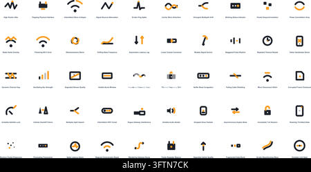 Unstable Connection Icon Set Wifi Network Glitch Internet Lag Stock Vector