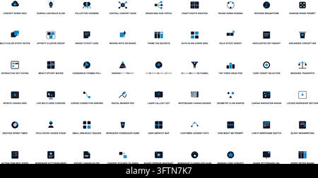 Online Brainstorming Icon Set Remote Whiteboard Ideation Signs Stock Vector