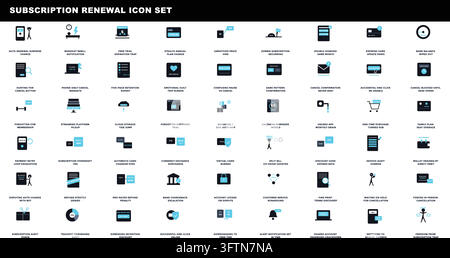 Subscription Renewal Icon Set Auto Billing Membership Payment Signs Stock Vector