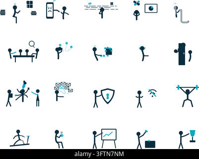 Remote Work Pictogram Set Home Office Stickman Lifestyle Icons Stock Vector