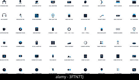 Work From Home Icon Set Remote Office Workspace Equipment Signs Stock Vector