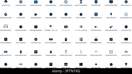 Focus Time Icon Set Deep Work Concentration Productivity Signs Stock Vector