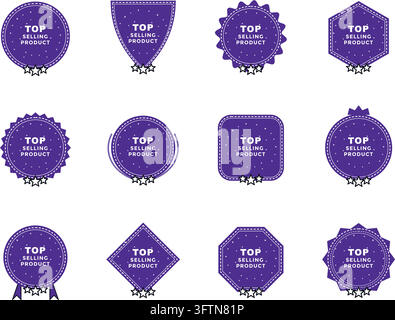 Top Selling Product Purple Badge Set Rosette Seal Sale Stickers Stock Vector
