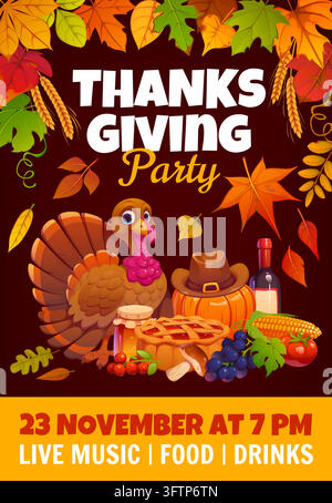 Thanksgiving Day party flyer, celebration poster Stock Vector