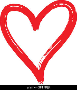Red hand-drawn heart shape isolated on white background Stock Vector