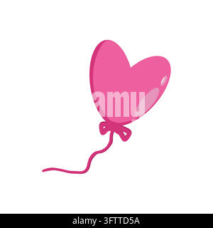 Inflatable heart-shaped balloon in vibrant red color, isolated on a clean white background. Perfect for Valentine’s Day, romantic events, weddings Stock Vector