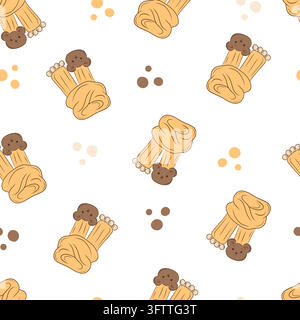 Seamless vector pattern with yellow winter scarves and teddy bear faces Stock Vector