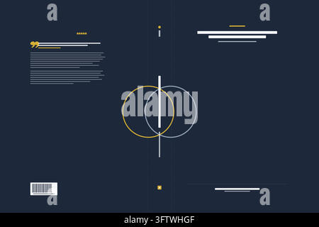 Corporate M&A advisory full wrap book jacket template featuring two interlocking geometric platinum rings intersecting spine fold. Stock Vector