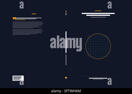 Semiconductor microchip manufacturing full wrap book cover template displaying extreme ultraviolet wafer reticle and silicon die layout. Stock Vector