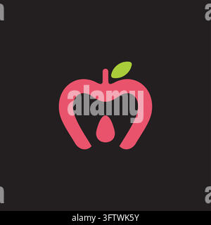 tooth dental apple shape simple logo vector Stock Vector