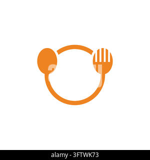 circle plate spoon fork simple icon vector Stock Vector