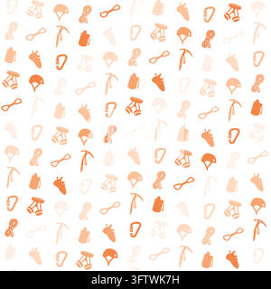 Seamless Pattern of Rock Climbing and Mountaineering Equipment Icons for Sport and Adventure Design Vector Stock Vector