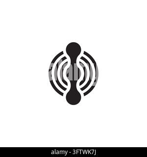 vibration signal dots stripes symbol logo vector Stock Vector