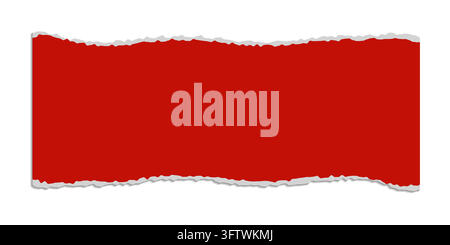 Realistic torn red paper edges with soft shadows. Torn or ripped red paper vector illustration Stock Vector