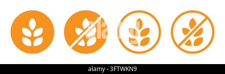 A set of vector icons for gluten-free labels that feature no-wheat symbols and templates for nutritional products, gluten-free meals, and health-consc Stock Vector