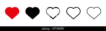 Heart vector icons. Set of love symbols Concept of favorite, romance, care, health, relationship, wedding and social media reaction design Stock Vector