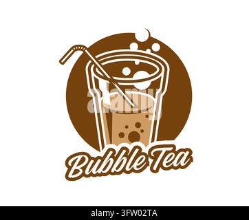 Chocolate milk bubble tea boba drink icon Stock Vector
