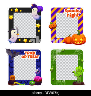 Halloween photo frames, spooky square borders Stock Vector