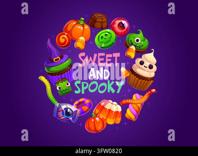 Sweet and spooky Halloween funny quote greeting Stock Vector