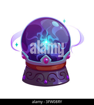 Cartoon Halloween magic ball, vector crystal globe Stock Vector