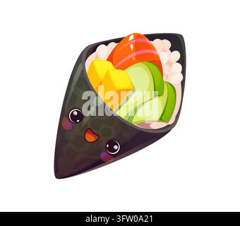 Cartoon cute kawaii temaki hand roll character Stock Vector