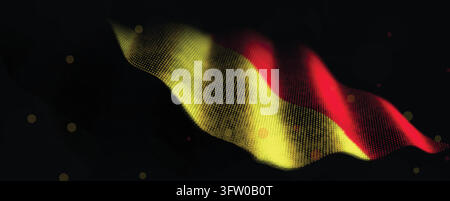 Glowing halftone dot flag of Belgium waving softly on a black background ideal for patriotic travel and news designs Stock Vector