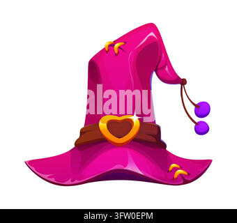 Cartoon Halloween witch hat with wide brim Stock Vector