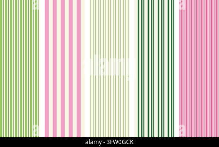 Seamless vertical stripe pattern in pastel green, pink, and cream for textile and background design Stock Vector